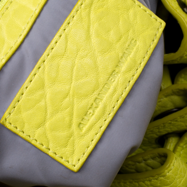 Pre Owned Alexander Wang Lime Green Textured Leather Diego Bucket Bag