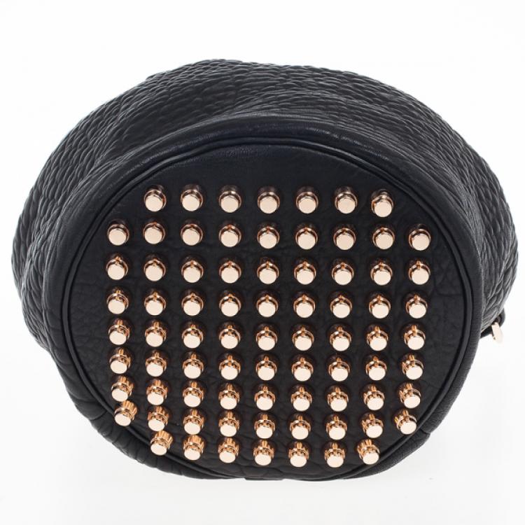 Pre Owned Alexander Wang Black Diego Textured-Leather Bucket Bag