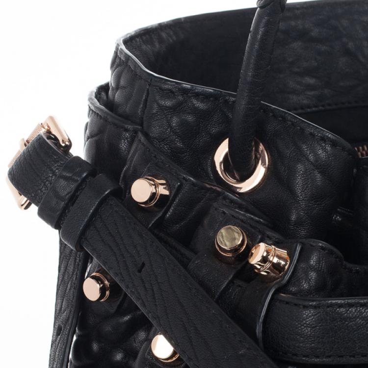 Pre Owned Alexander Wang Black Diego Textured-Leather Bucket Bag