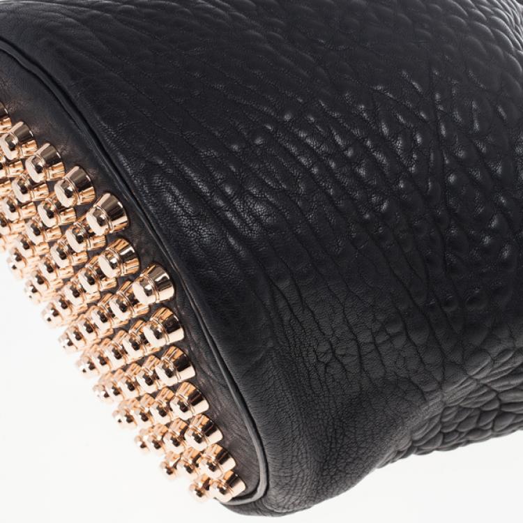 Pre Owned Alexander Wang Black Diego Textured-Leather Bucket Bag