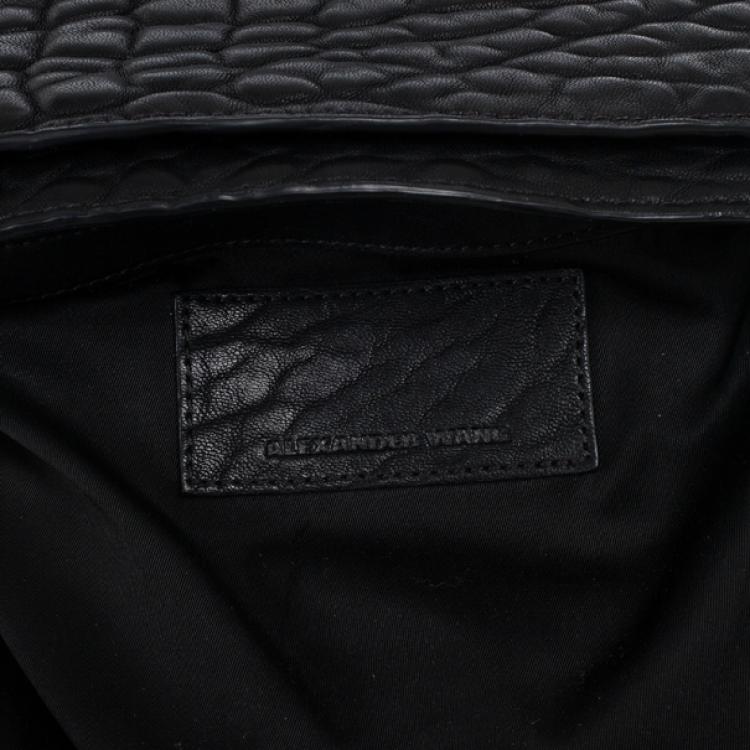 Pre Owned Alexander Wang Black Diego Textured-Leather Bucket Bag