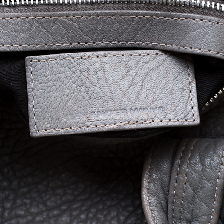 Pre Owned Alexander Wang Grey Pebbled Leather Rocco Duffel Bag