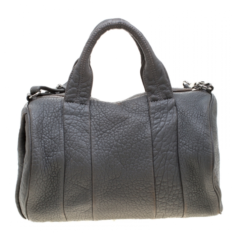 Pre Owned Alexander Wang Grey Pebbled Leather Rocco Duffel Bag