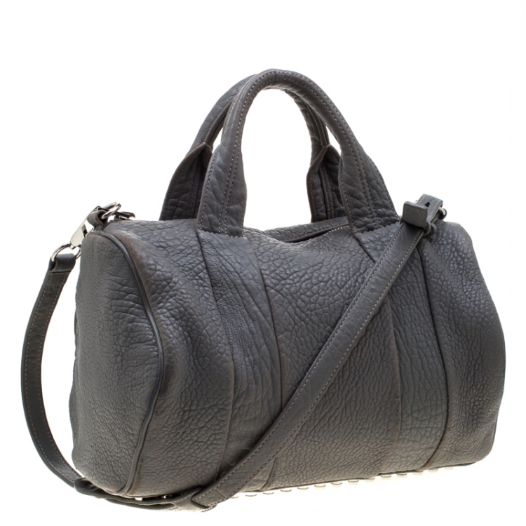 Pre Owned Alexander Wang Grey Pebbled Leather Rocco Duffel Bag