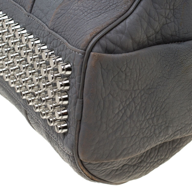 Pre Owned Alexander Wang Grey Pebbled Leather Rocco Duffel Bag