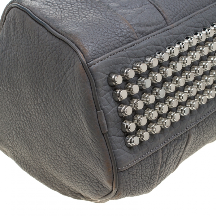 Pre Owned Alexander Wang Grey Pebbled Leather Rocco Duffel Bag