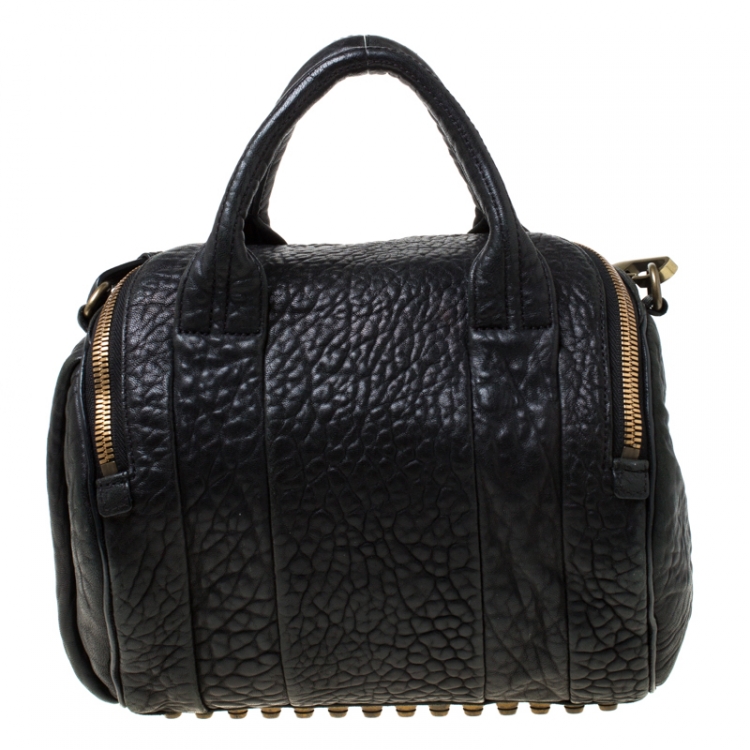 Pre Owned Alexander Wang Black Textured Leather Rocco Duffel Bag