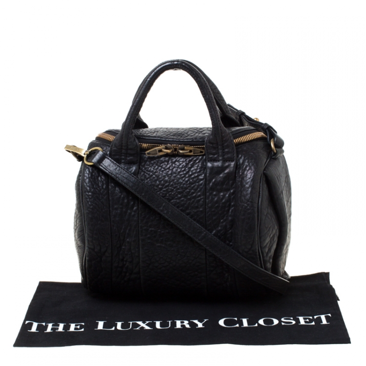 Pre Owned Alexander Wang Black Textured Leather Rocco Duffel Bag