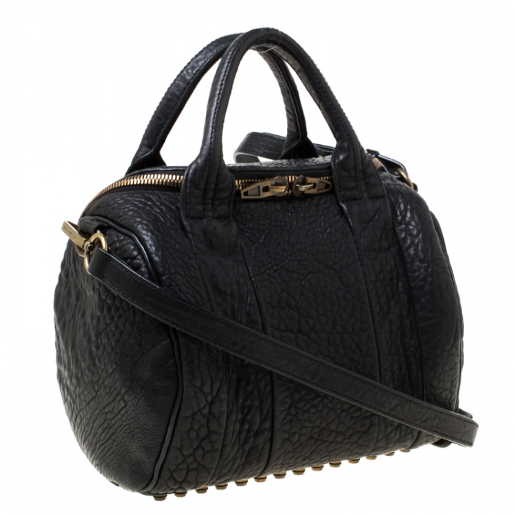 Pre Owned Alexander Wang Black Textured Leather Rocco Duffel Bag