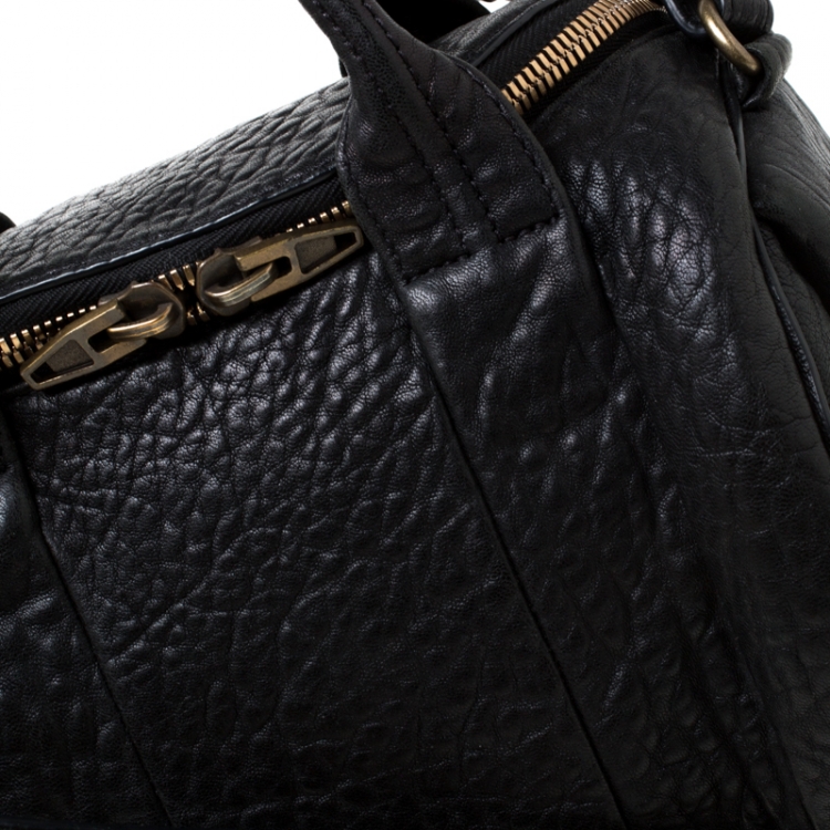 Pre Owned Alexander Wang Black Textured Leather Rocco Duffel Bag