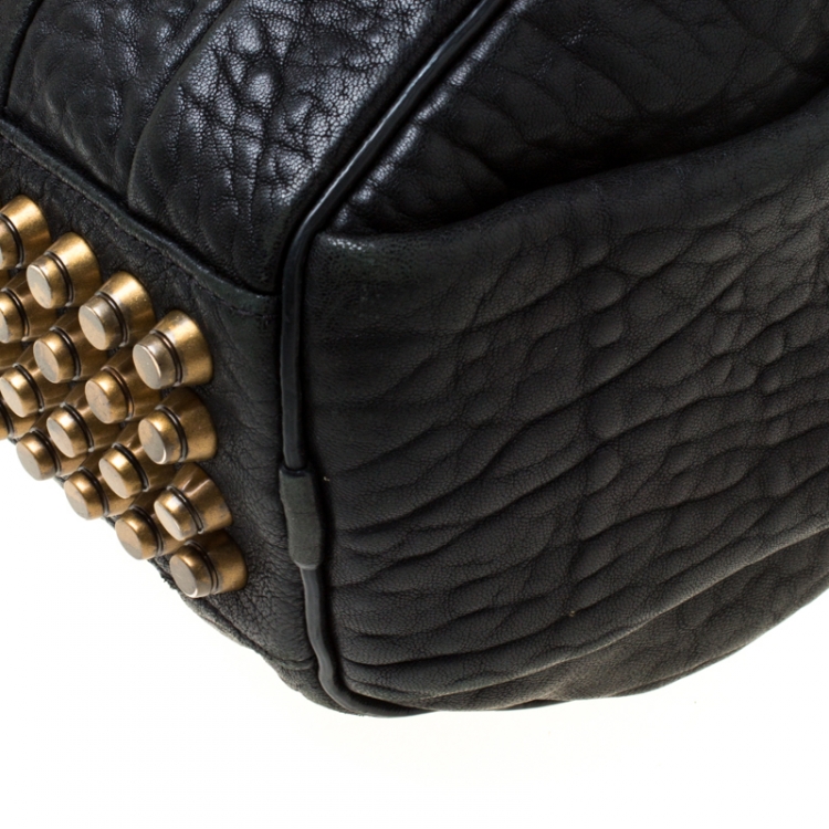 Pre Owned Alexander Wang Black Textured Leather Rocco Duffel Bag