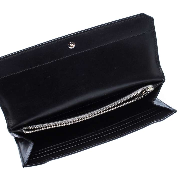 Pre Owned Alexander Wang Grey/Blue Lizard Embossed Leather Wallet