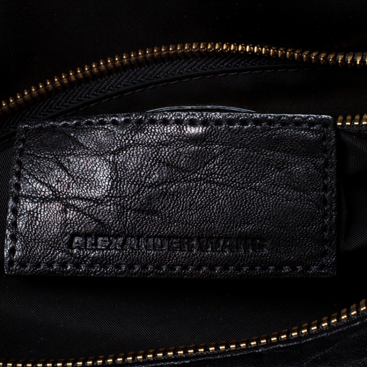 Pre Owned Alexander Wang Black Textured Leather Rocco Duffel Bag
