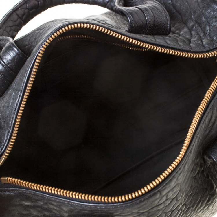 Pre Owned Alexander Wang Black Textured Leather Rocco Duffel Bag