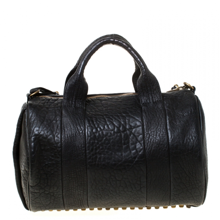 Pre Owned Alexander Wang Black Textured Leather Rocco Duffel Bag