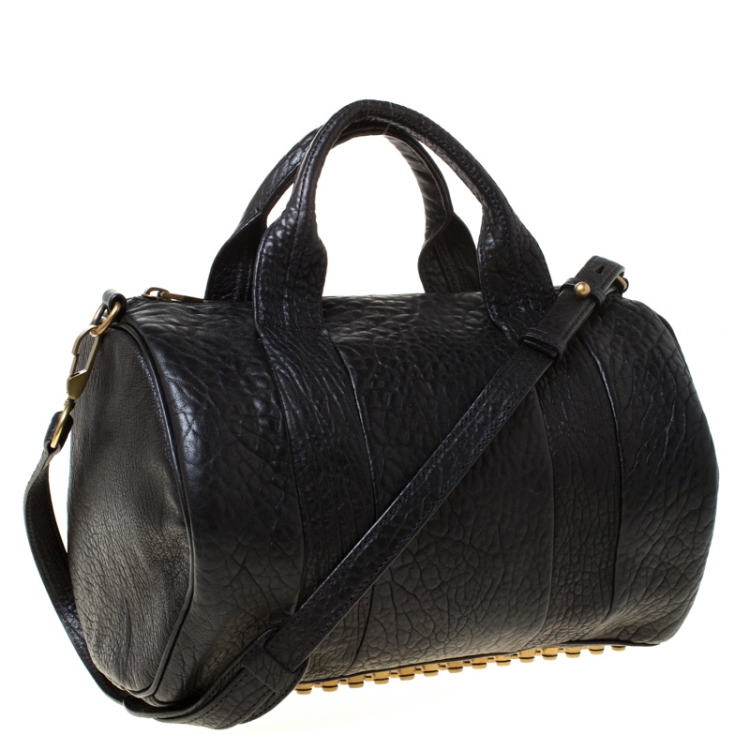 Pre Owned Alexander Wang Black Textured Leather Rocco Duffel Bag