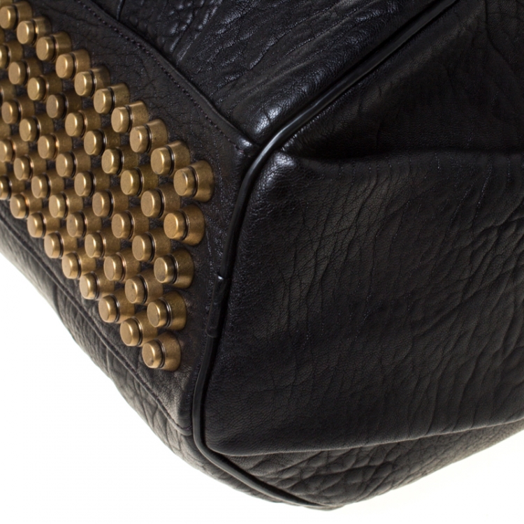 Pre Owned Alexander Wang Black Textured Leather Rocco Duffel Bag