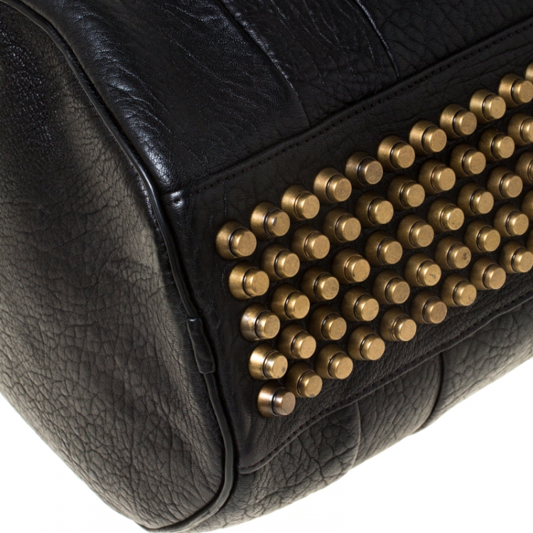 Pre Owned Alexander Wang Black Textured Leather Rocco Duffel Bag