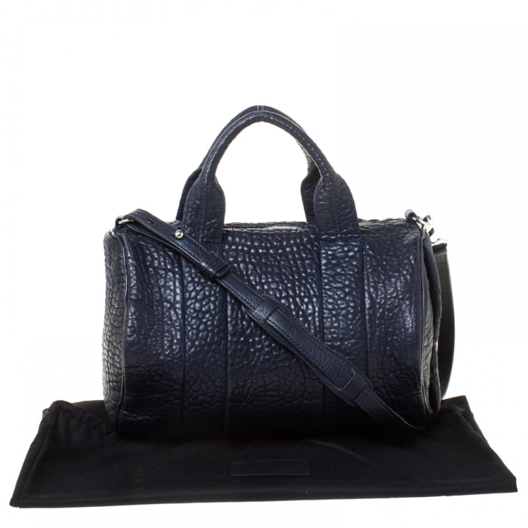 Pre Owned Alexander Wang Navy Blue Textured Leather Rocco Duffel Bag