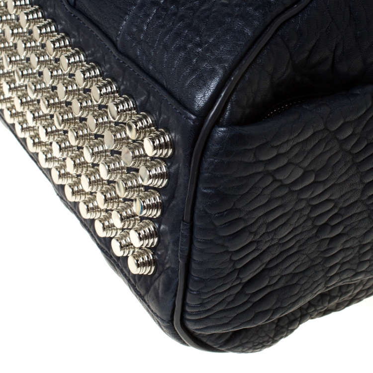 Pre Owned Alexander Wang Navy Blue Textured Leather Rocco Duffel Bag