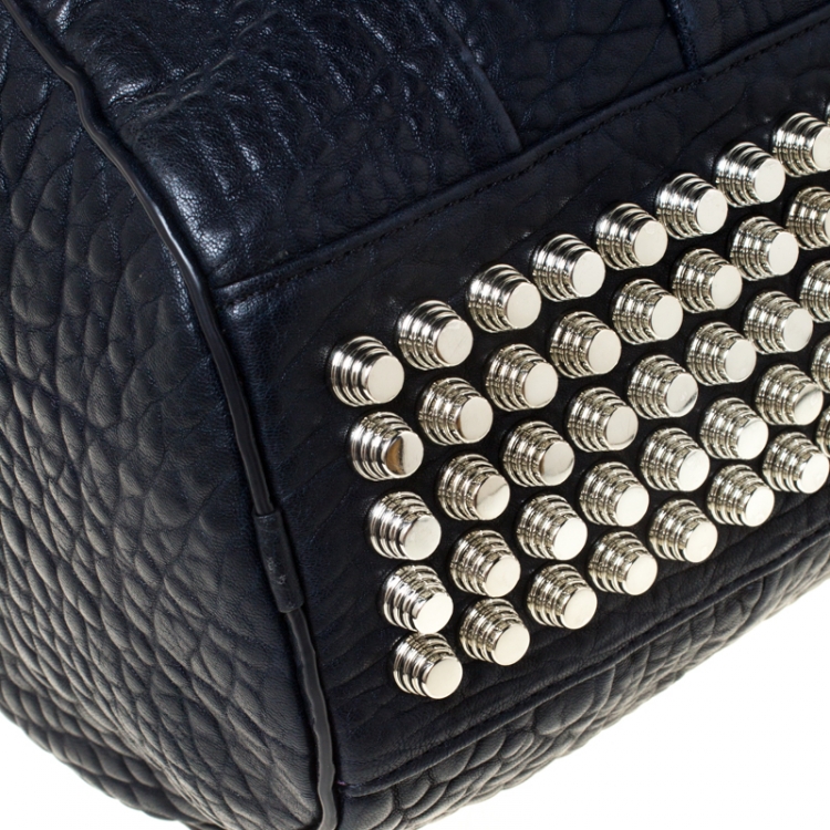 Pre Owned Alexander Wang Navy Blue Textured Leather Rocco Duffel Bag