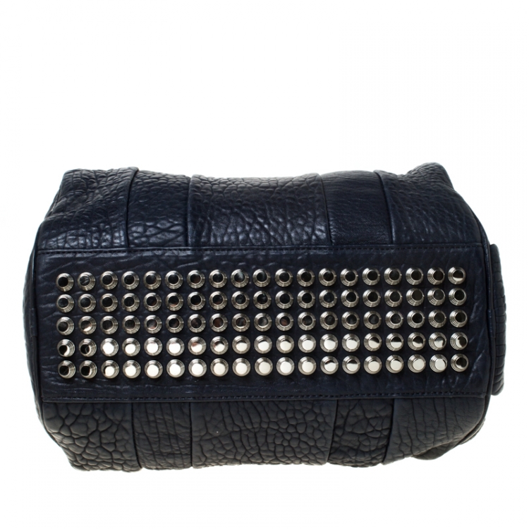 Pre Owned Alexander Wang Navy Blue Textured Leather Rocco Duffel Bag