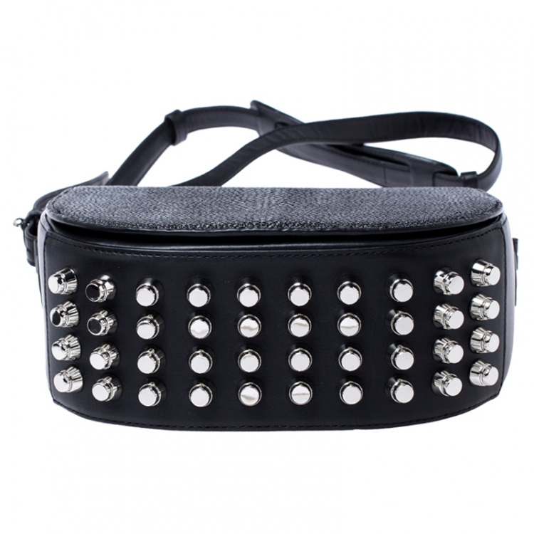 Pre Owned Alexander Wang Black Stingray and Leather Alpha Lia Saddle Bag