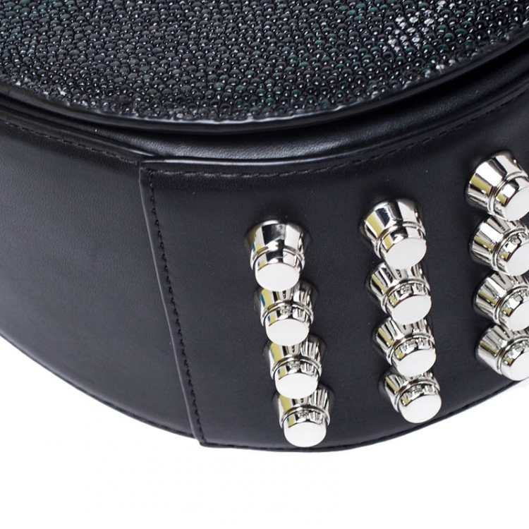 Pre Owned Alexander Wang Black Stingray and Leather Alpha Lia Saddle Bag