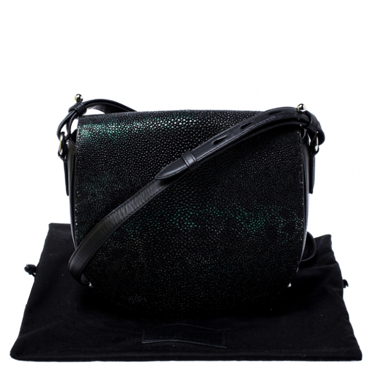 Pre Owned Alexander Wang Black Stingray and Leather Alpha Lia Saddle Bag