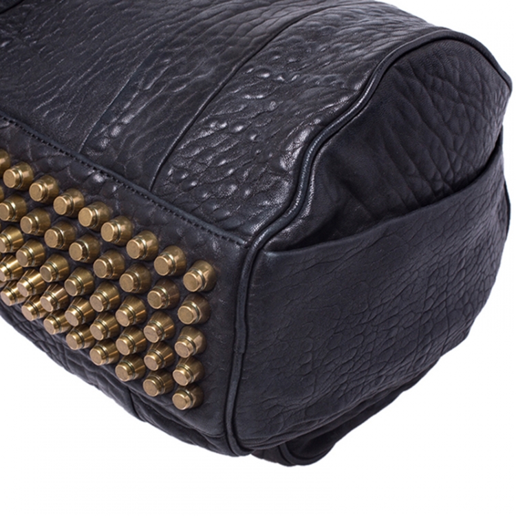 Pre Owned Alexander Wang Black Textured Leather Rocco Duffel Bag