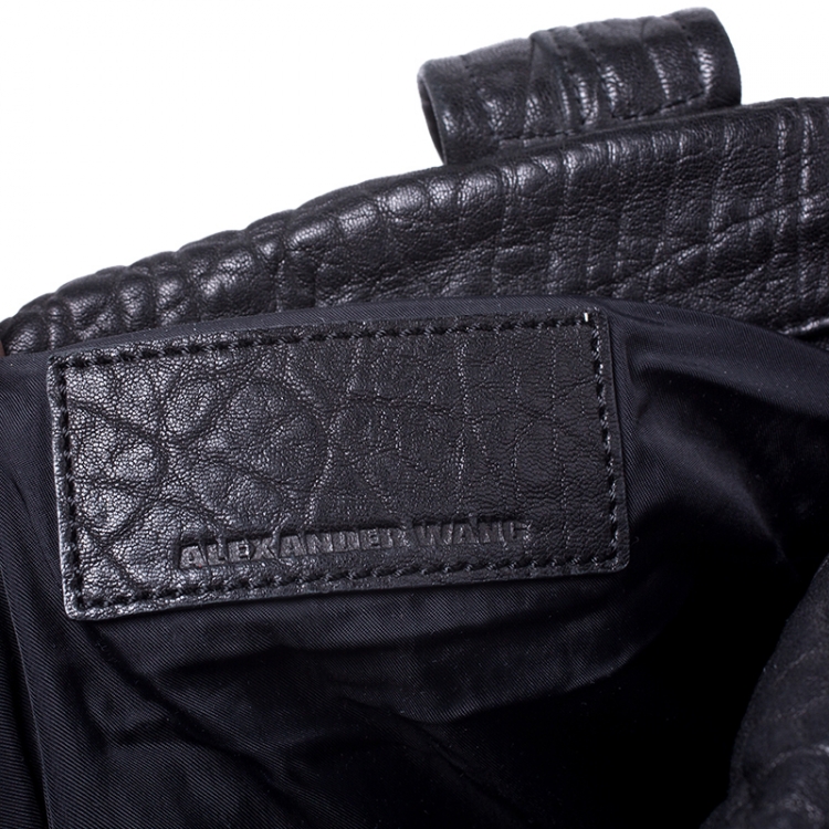 Pre Owned Alexander Wang Black Textured Leather Rocco Duffel Bag