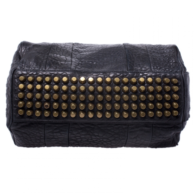 Pre Owned Alexander Wang Black Textured Leather Rocco Duffel Bag