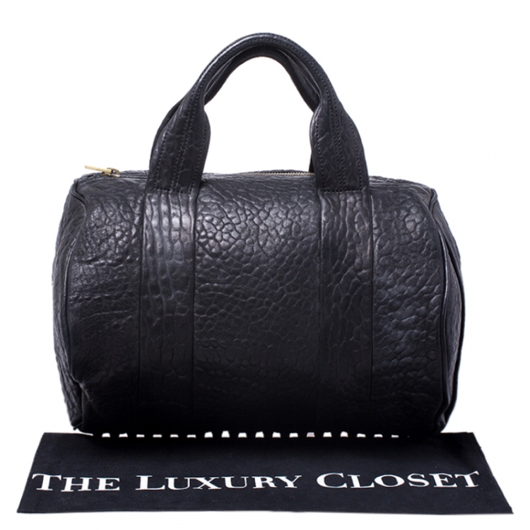 Pre Owned Alexander Wang Black Textured Leather Rocco Duffel Bag