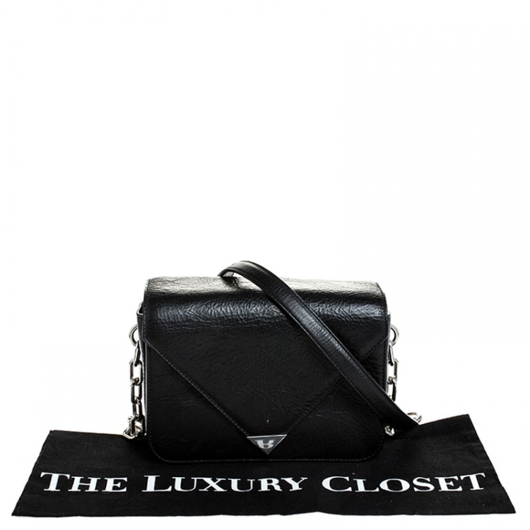 Pre Owned Alexander Wang Black Leather Small Prisma Envelope Crossbody Bag