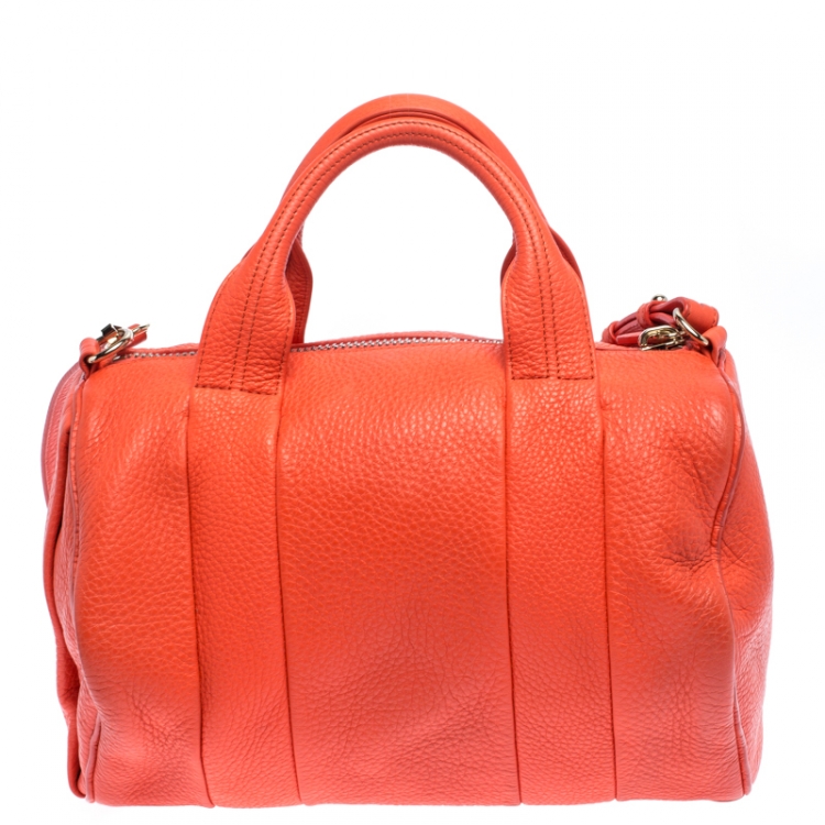 Pre Owned Alexander Wang Orange Pebbled Leather Rocco Duffel Bag