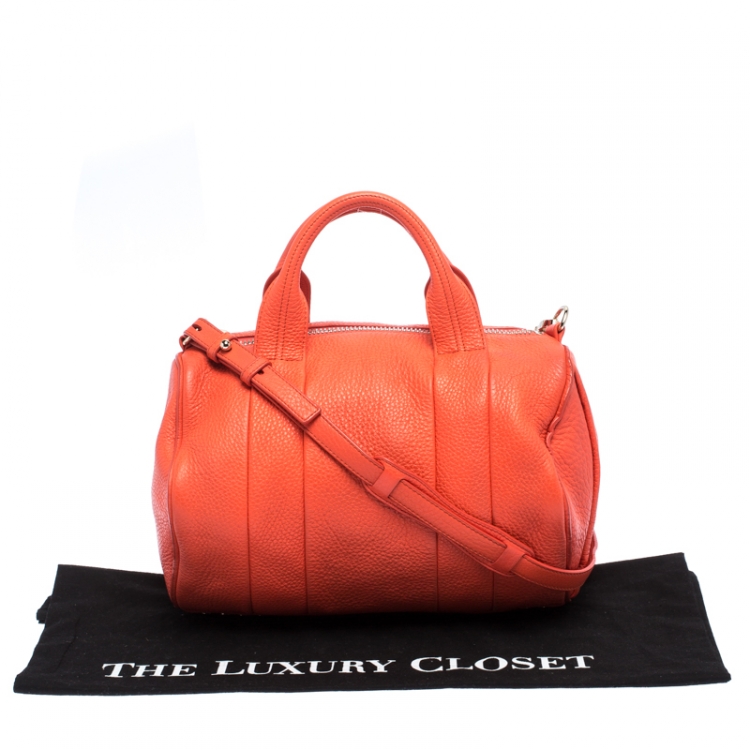 Pre Owned Alexander Wang Orange Pebbled Leather Rocco Duffel Bag