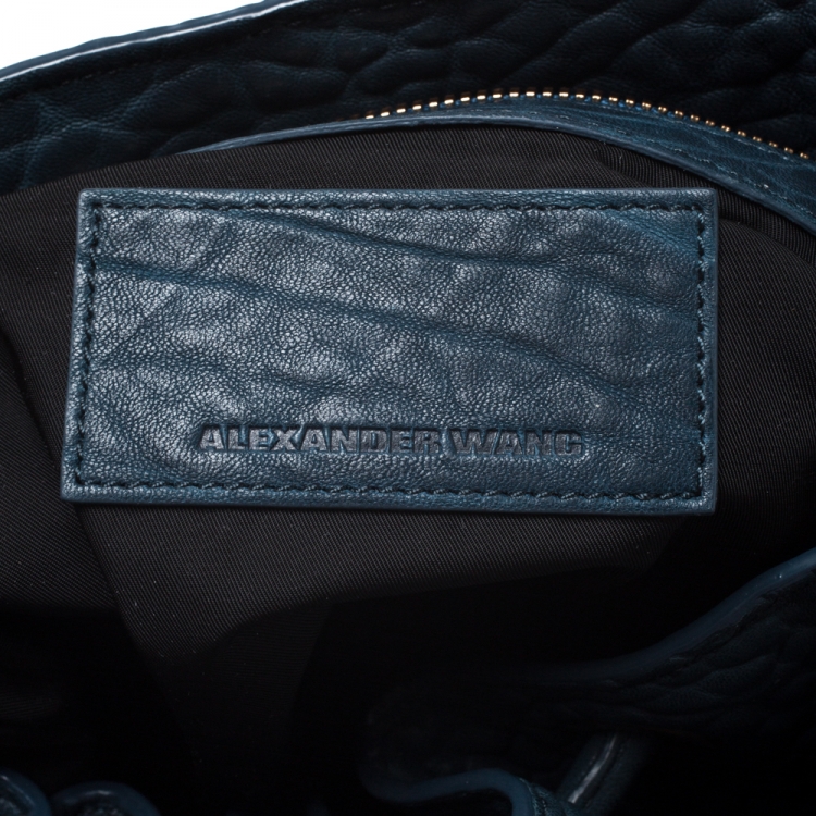 Pre Owned Alexander Wang Blue Textured Leather Diego Bucket Bag