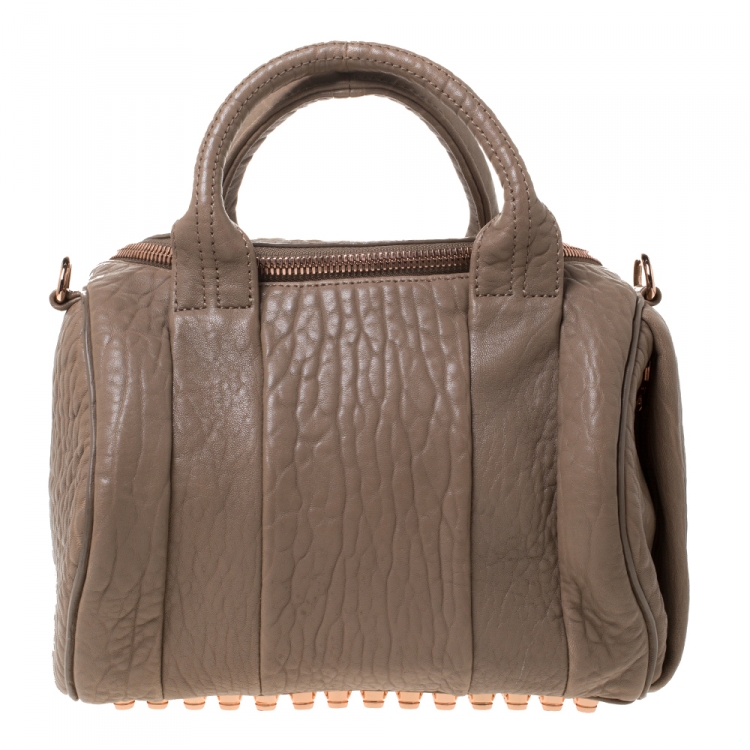 Pre Owned Alexander Wang Brown Textured Leather Rocco Duffel Bag