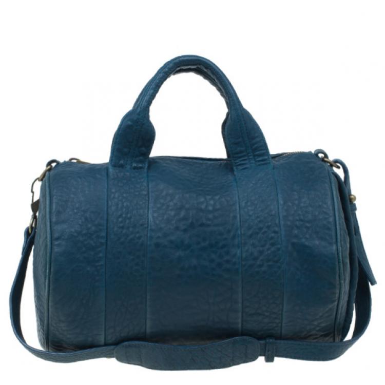 Pre Owned Alexander Wang Blue Lambskin Rocco Duffel Bag