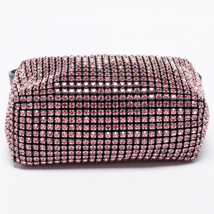 Pre Owned Alexander Wang Pink Crystal Embellished And Leather Mini Heiress Clutch Bag