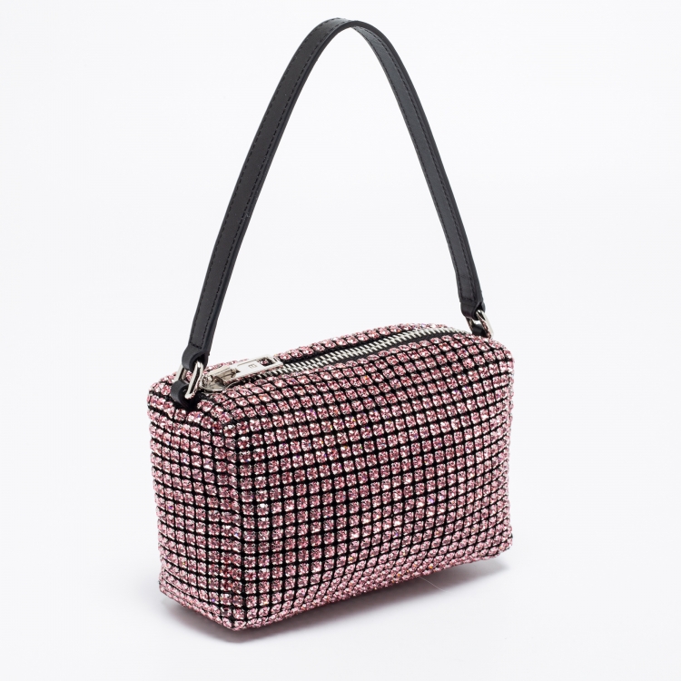 Pre Owned Alexander Wang Pink Crystal Embellished And Leather Mini Heiress Clutch Bag