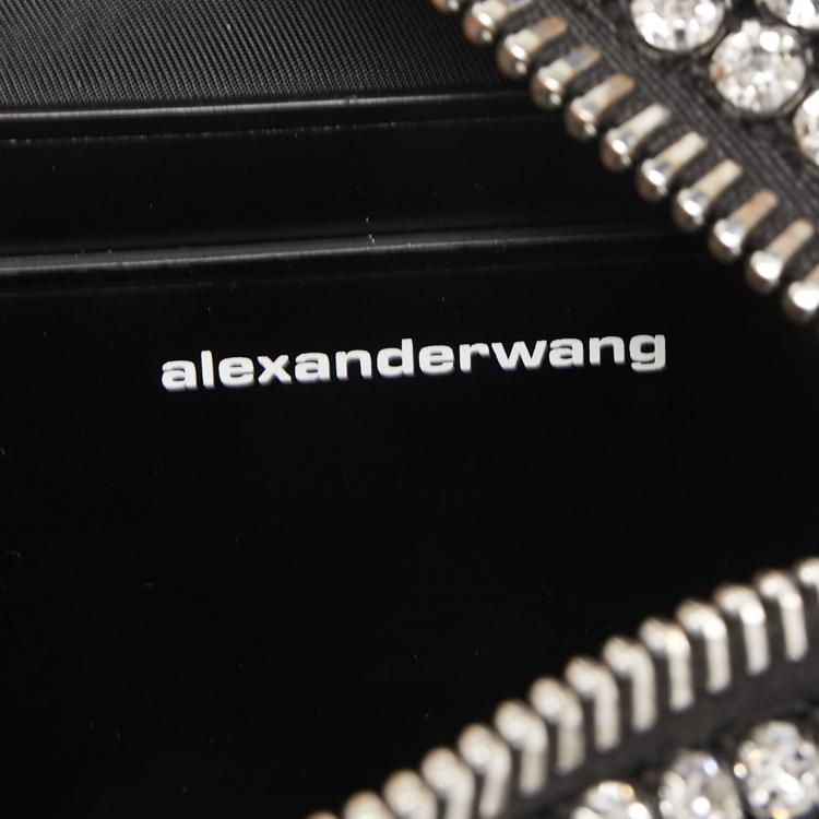 Pre Owned Alexander Wang Silver Crystal Embellished and Leather Heiress Pochette