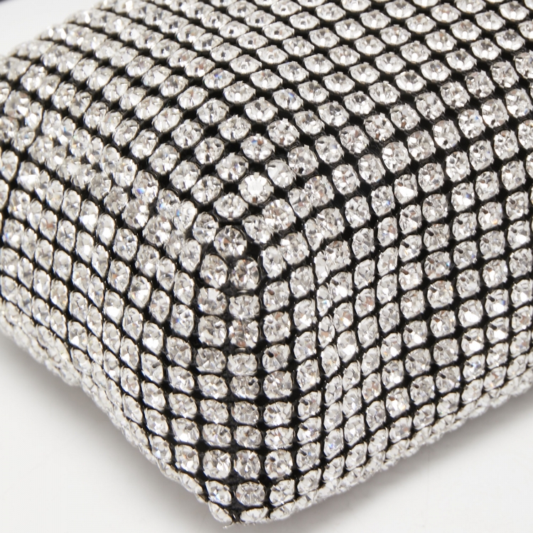 Pre Owned Alexander Wang Silver Crystal Embellished and Leather Heiress Pochette