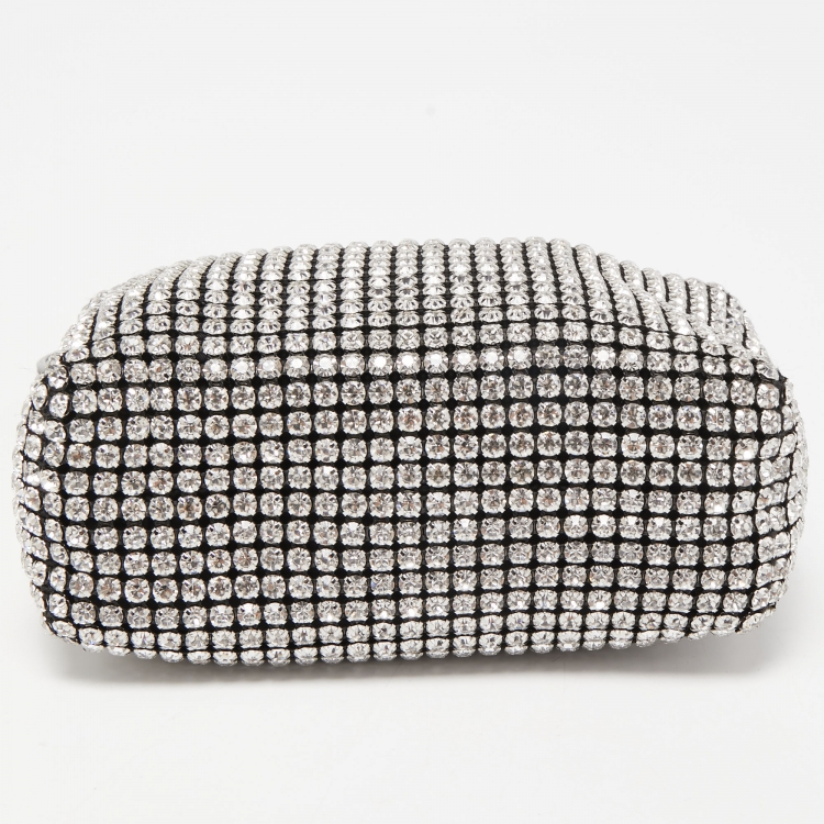 Pre Owned Alexander Wang Silver Crystal Embellished and Leather Heiress Pochette