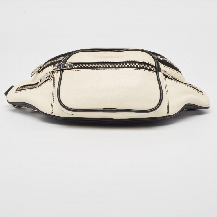 Pre Owned Alexander Wang White/Black Leather Attica Belt Bag