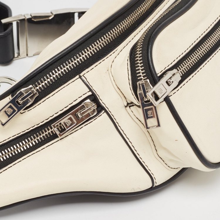 Pre Owned Alexander Wang White/Black Leather Attica Belt Bag
