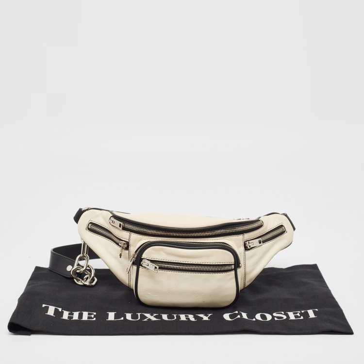 Pre Owned Alexander Wang White/Black Leather Attica Belt Bag