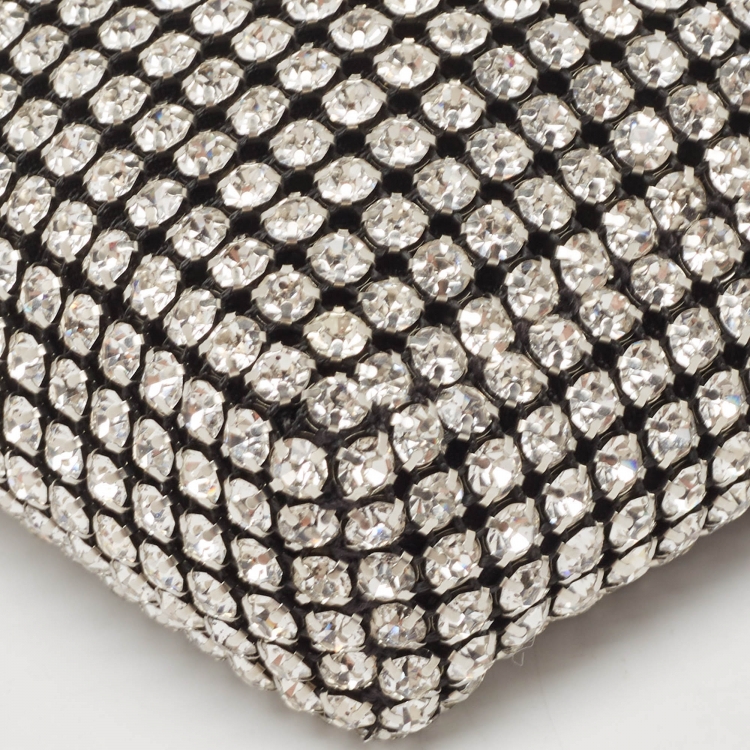 Pre Owned Alexander Wang Black Leather Rhinestone Mini Wangloc Pouch