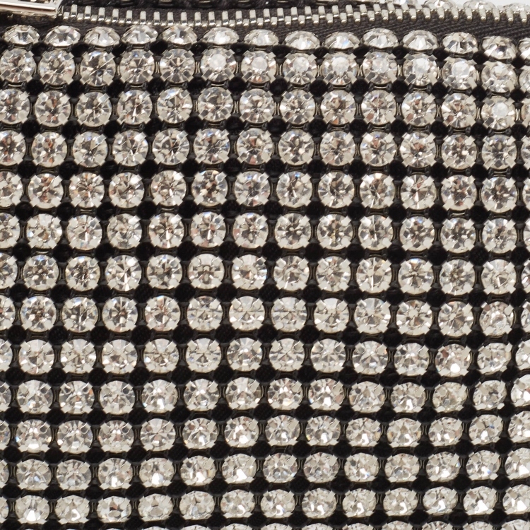 Pre Owned Alexander Wang Black Leather Rhinestone Mini Wangloc Pouch