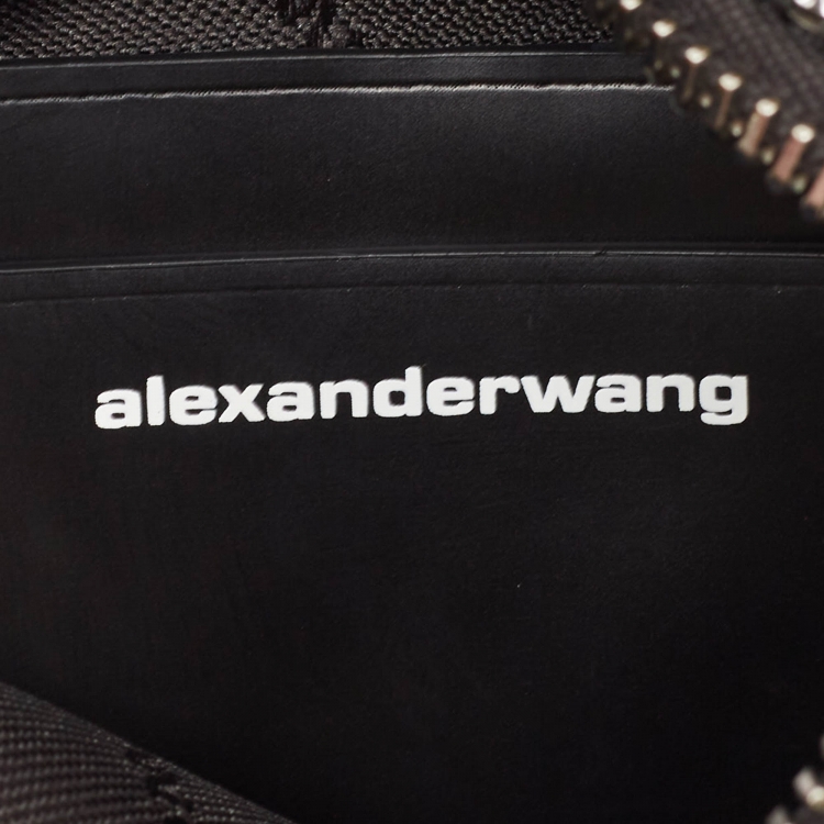 Pre Owned Alexander Wang Black Leather Rhinestone Mini Wangloc Pouch